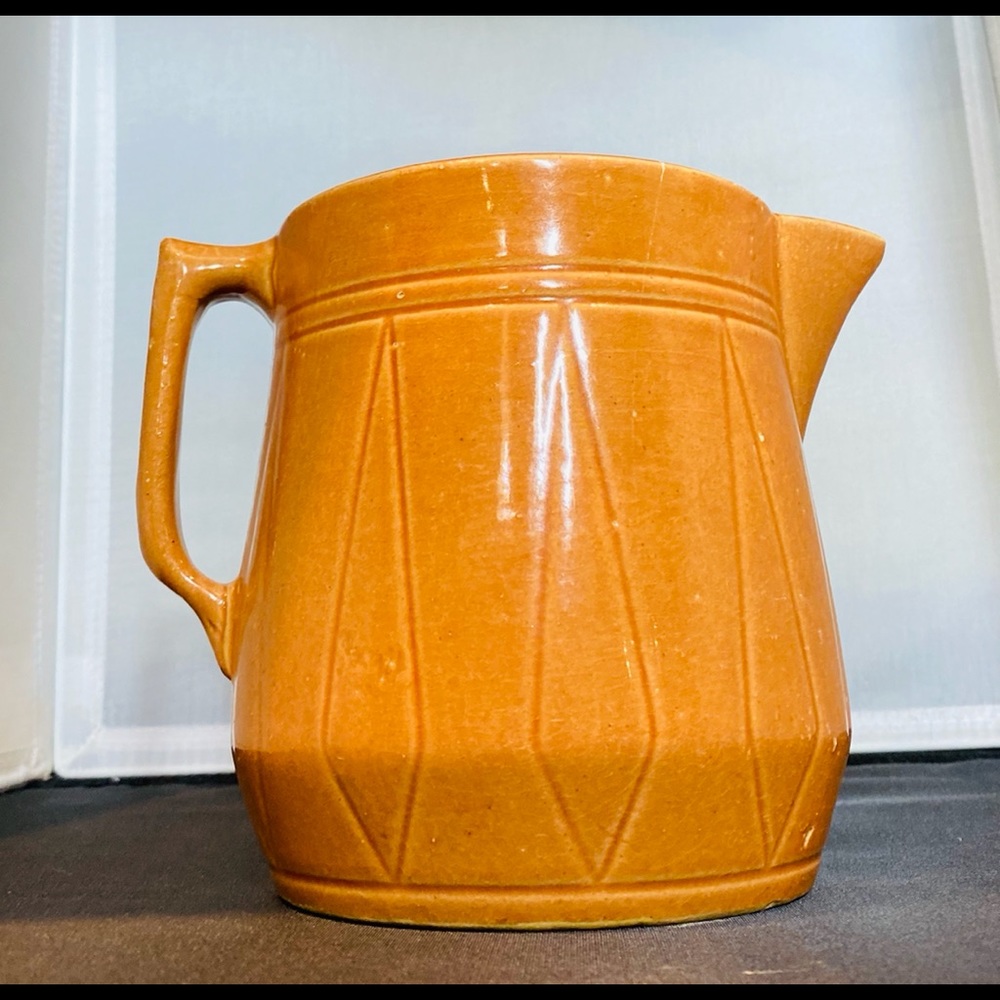 Vintage Orange Ceramic Pitcher